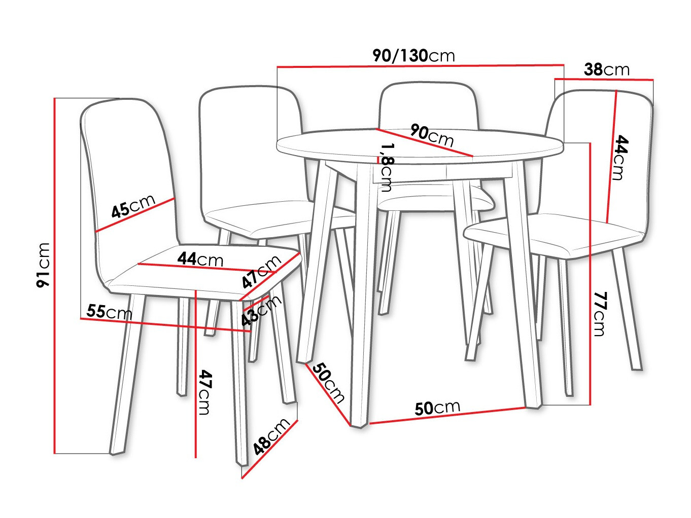 Dining set Edmond 119 (Craft golden oak + Black)