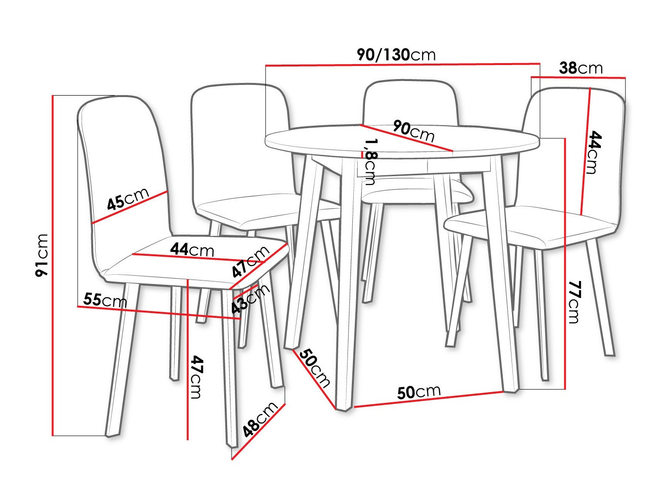 Dining set Edmond 119 (Craft golden oak + Black)