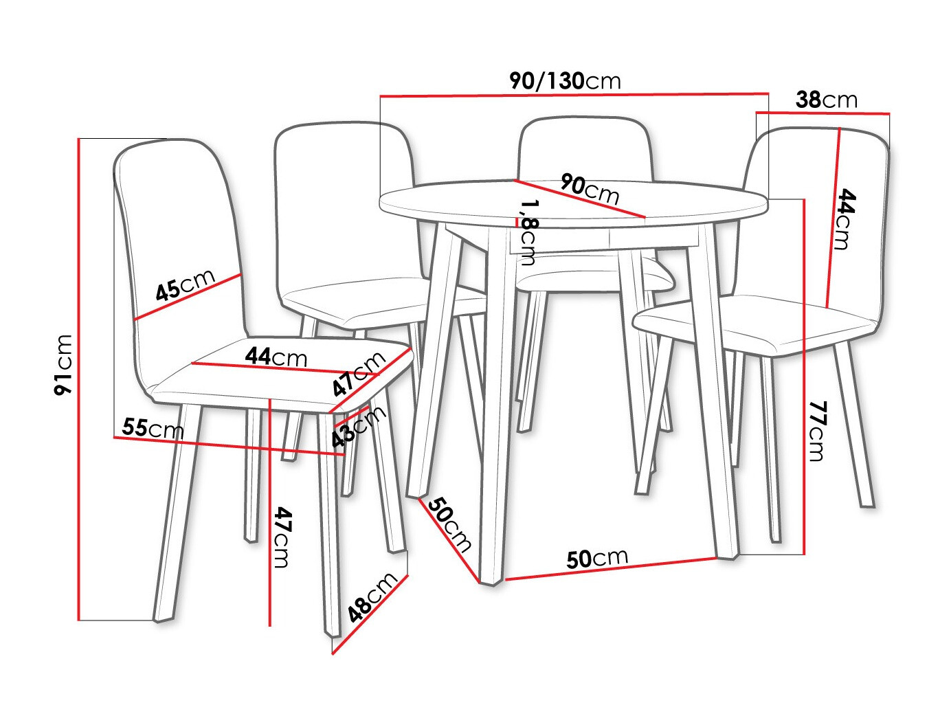 Dining set Edmond 119 (Craft golden oak + Black)