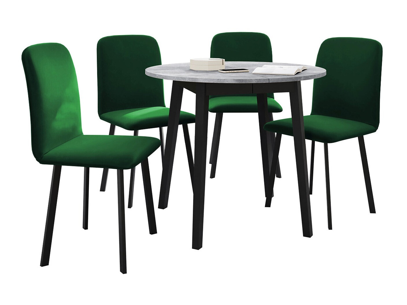 Dining set Edmond 119 (Grey marble + Black)