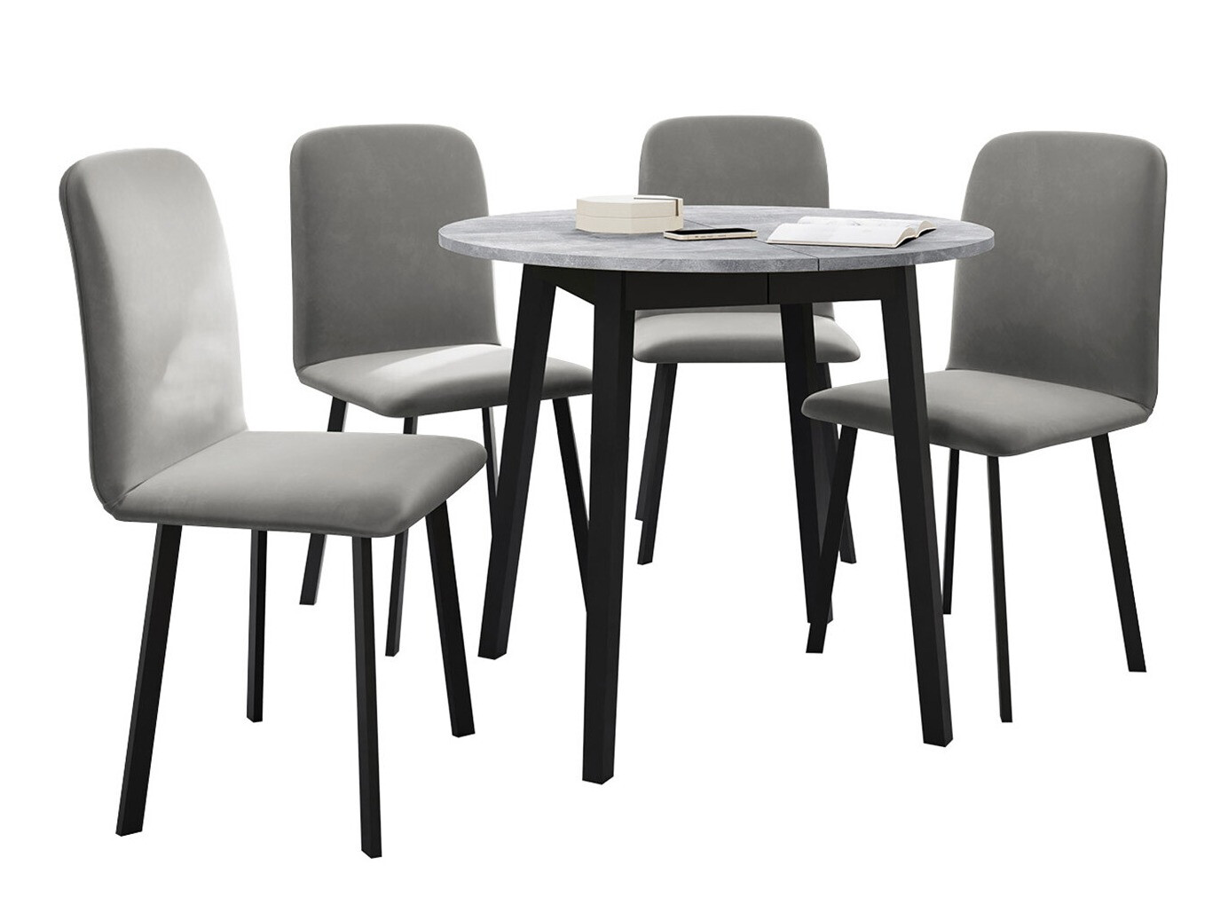Dining set Edmond 119 (Grey marble + Black)