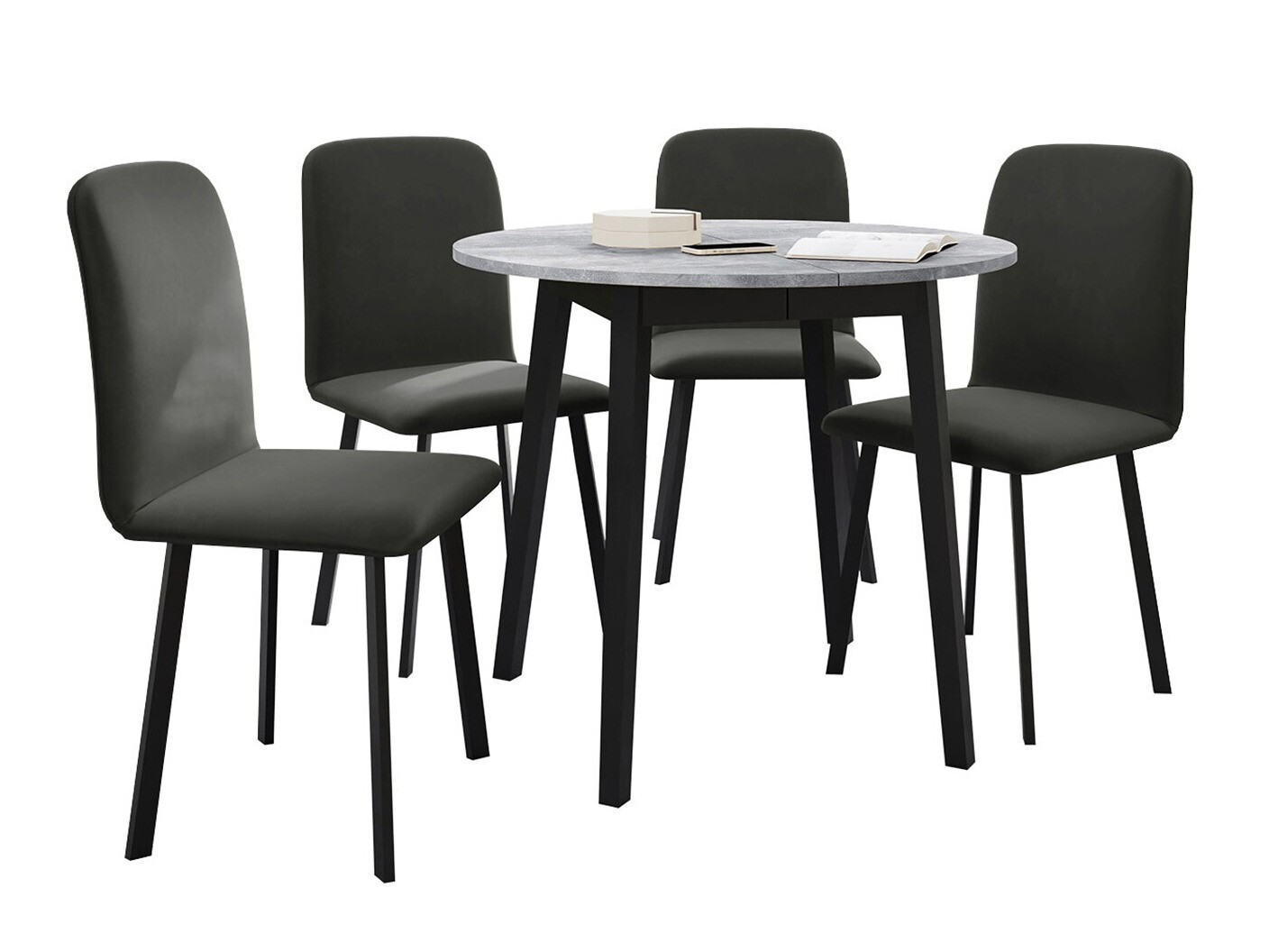 Dining set Edmond 119 (Grey marble + Black)