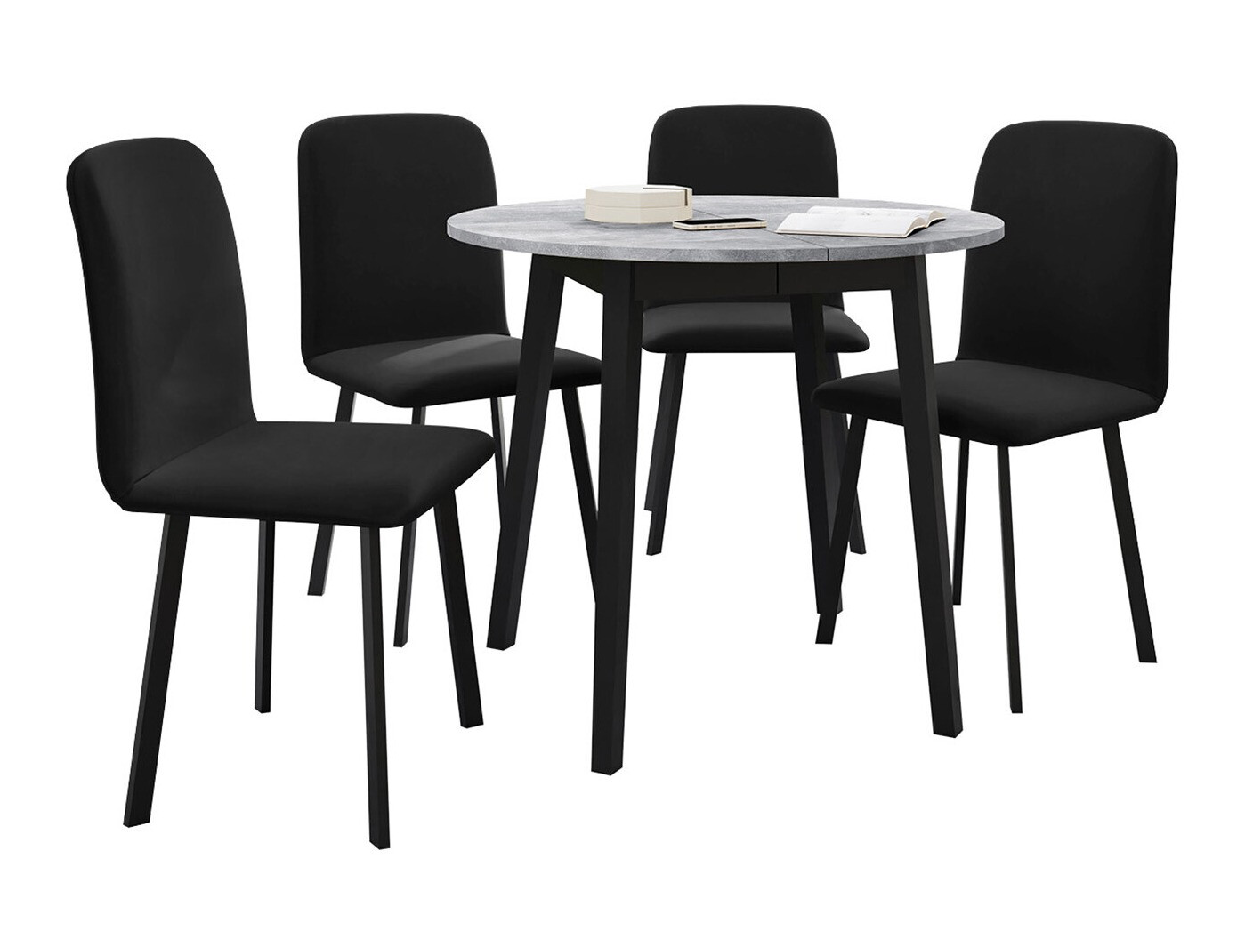 Dining set Edmond 119 (Grey marble + Black)