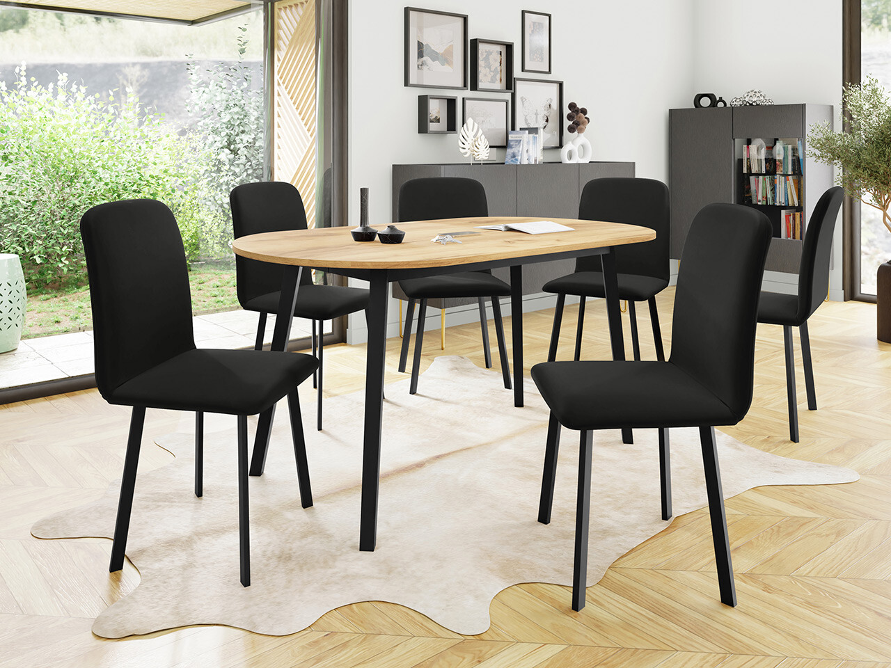 Dining set Edmond 121 (Craft golden oak + Black)