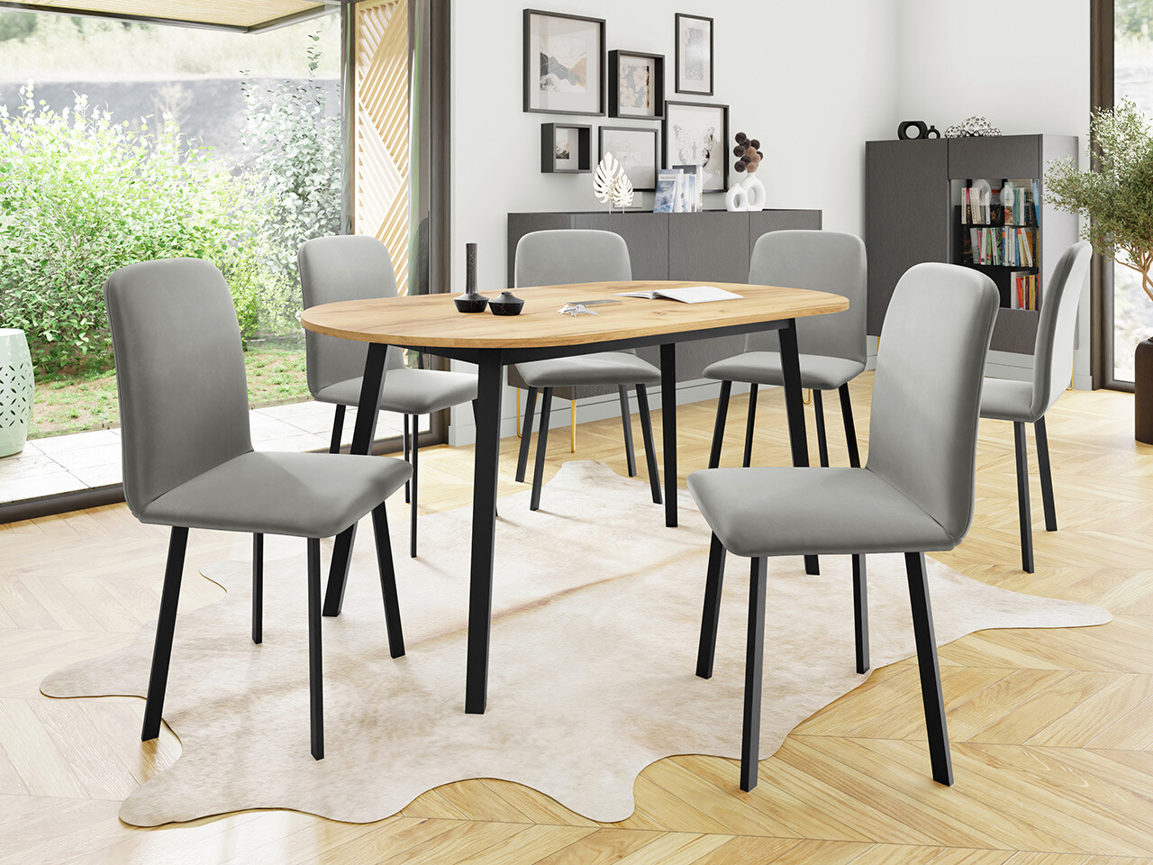 Dining set Edmond 121 (Craft golden oak + Black)