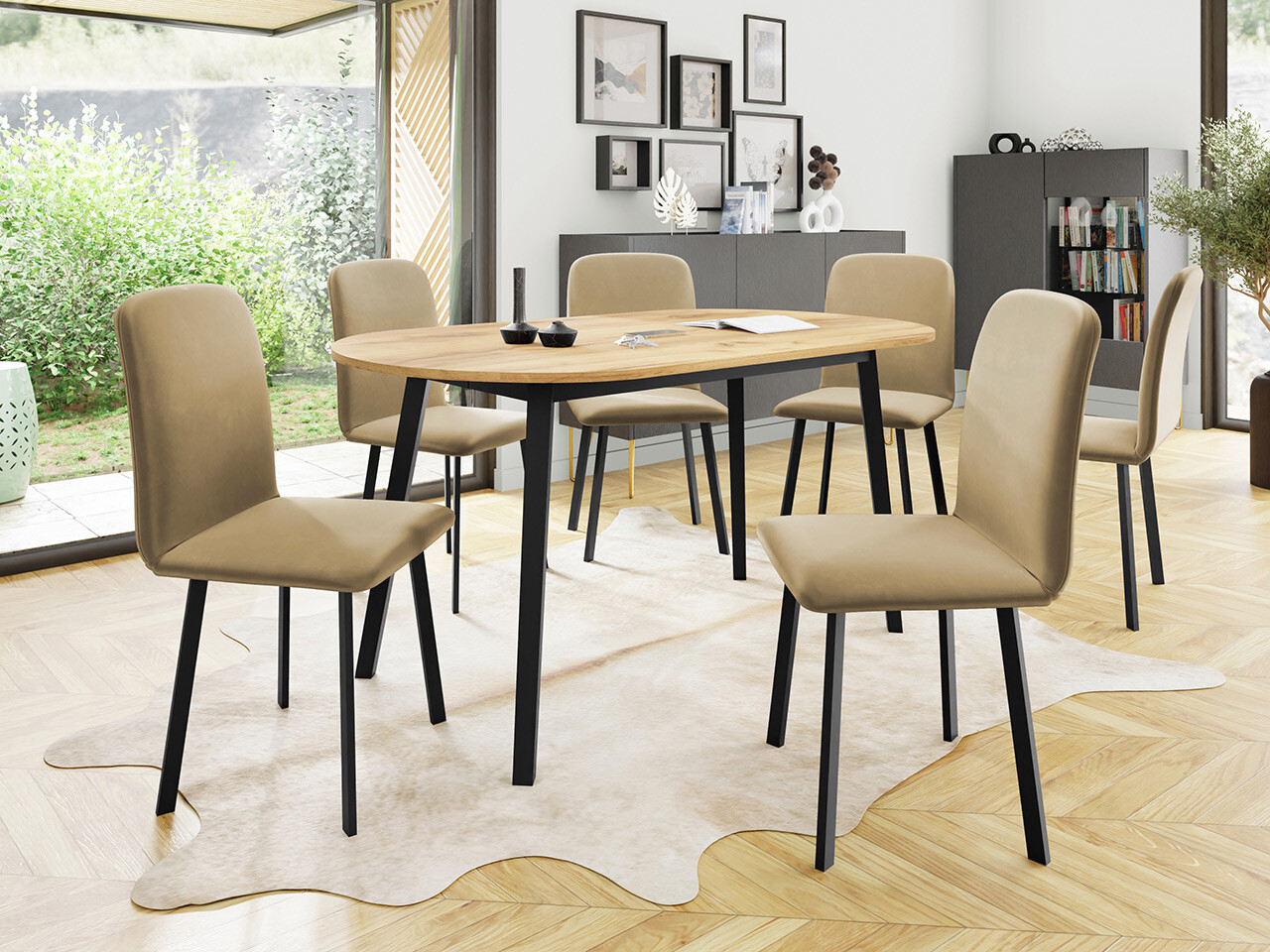 Dining set Edmond 121 (Craft golden oak + Black)