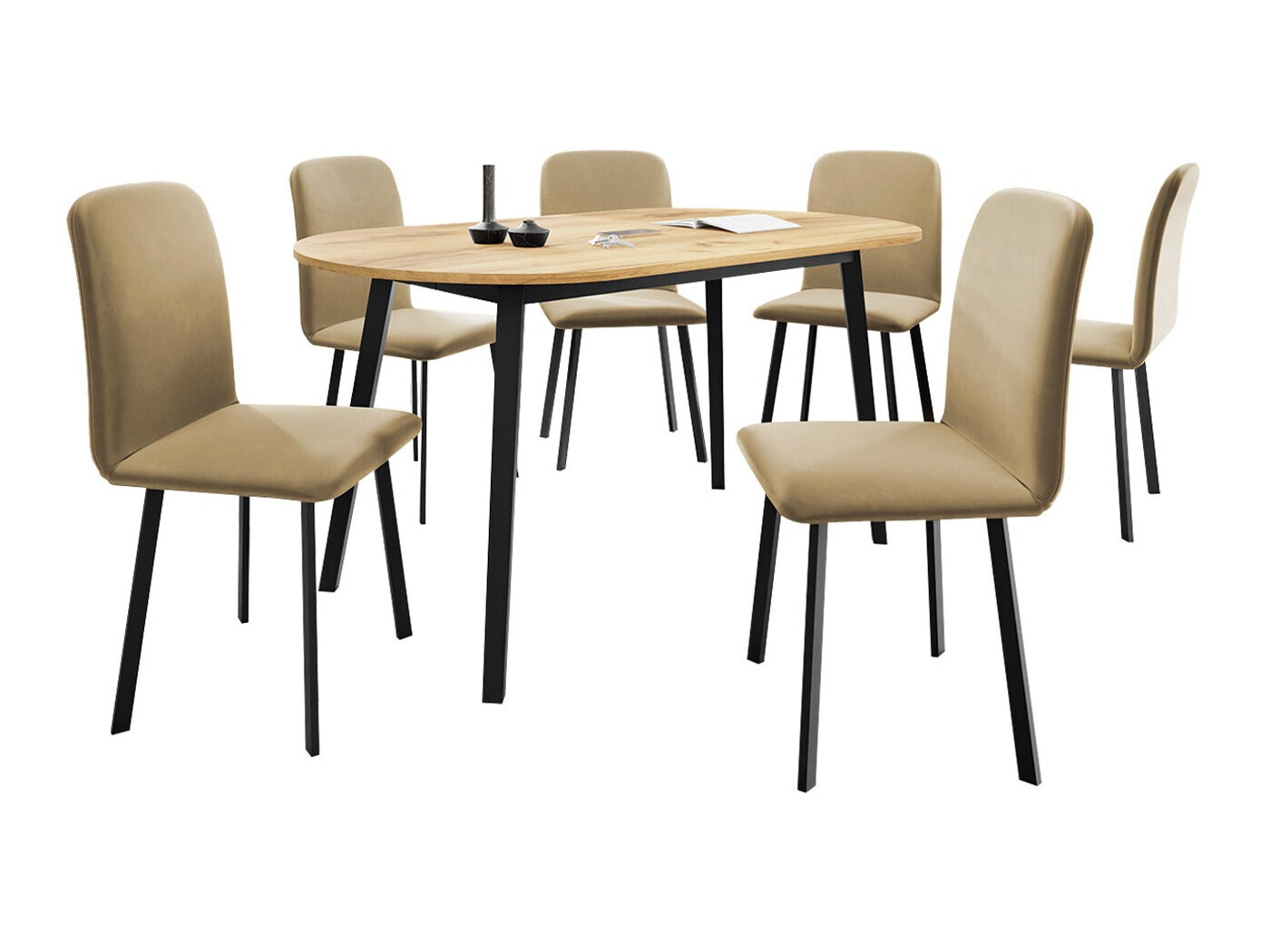 Dining set Edmond 121 (Craft golden oak + Black)