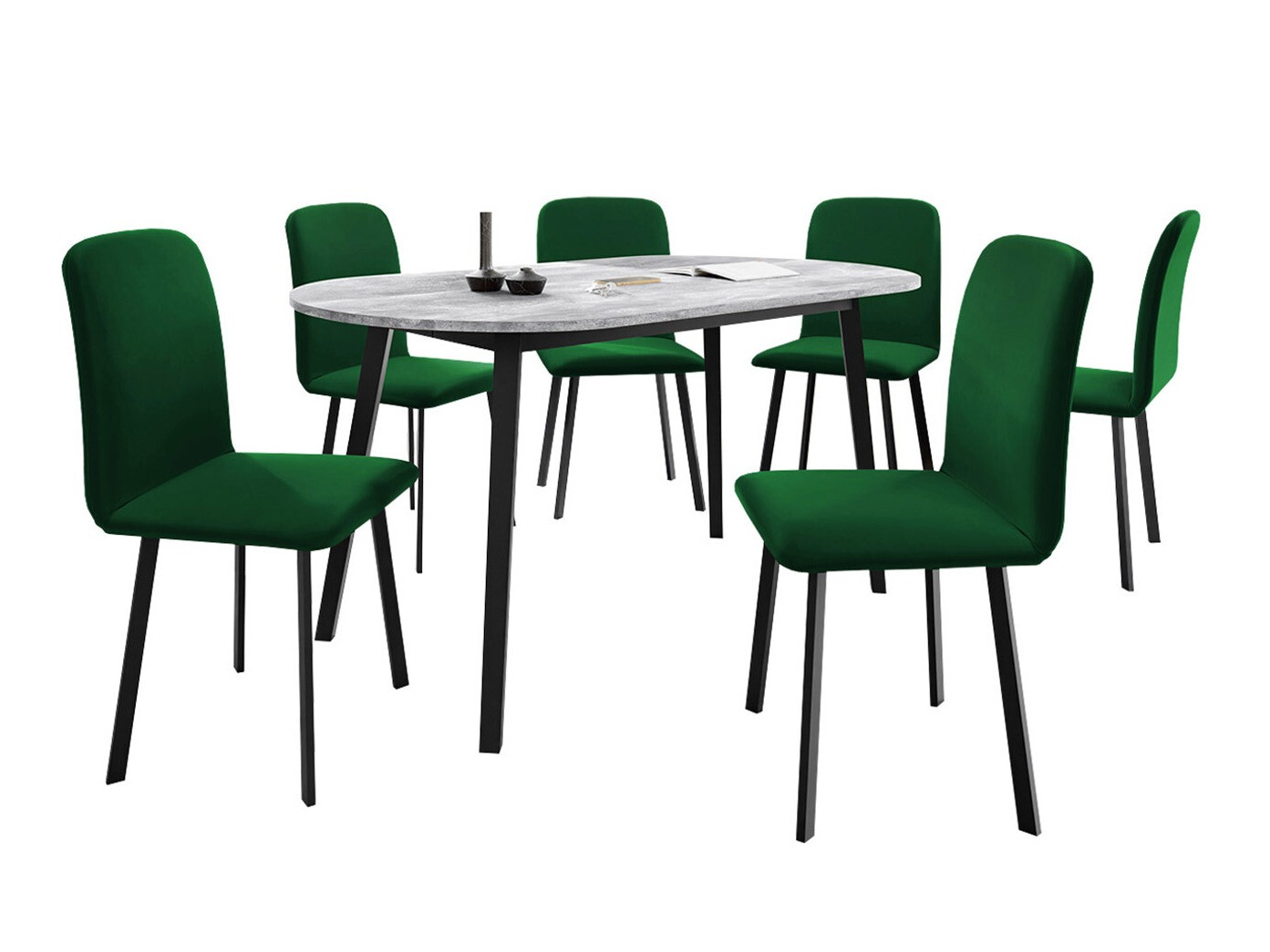 Dining set Edmond 121 (Grey marble + Black)