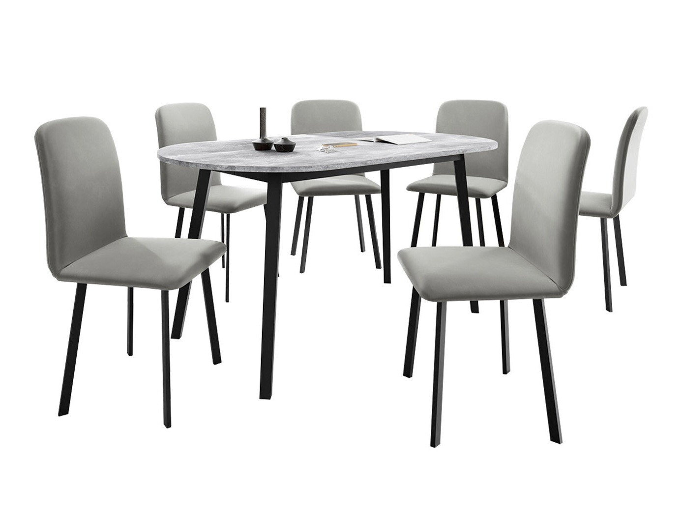 Dining set Edmond 121 (Grey marble + Black)