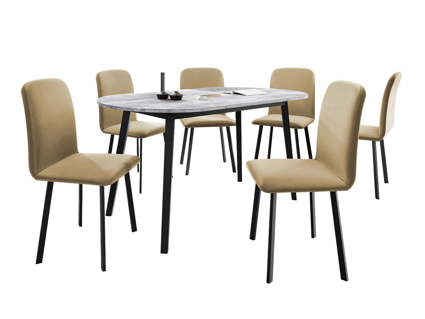 Dining set Edmond 121 (Grey marble + Black)