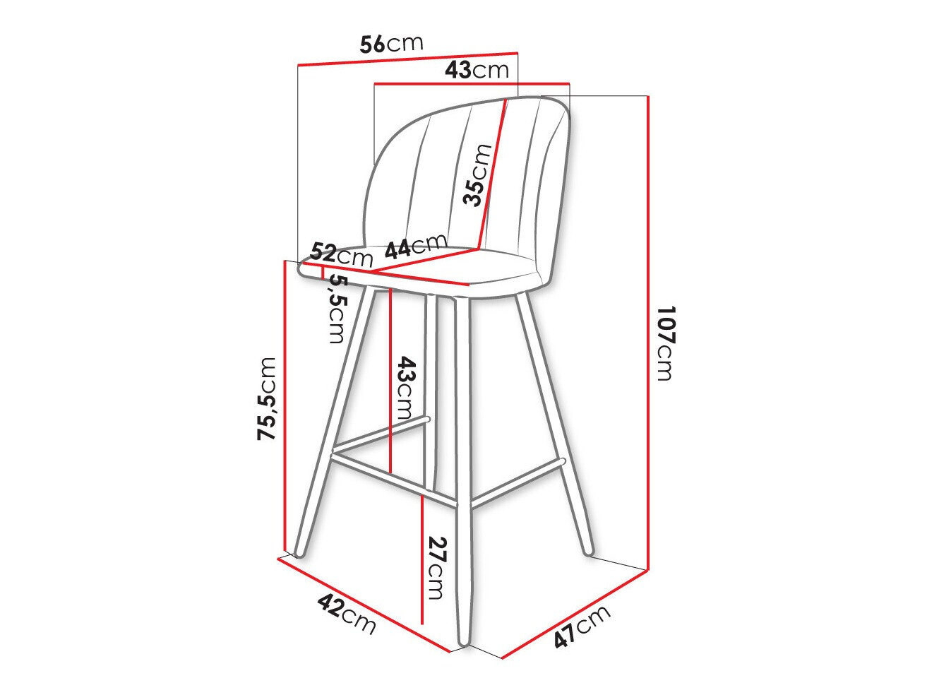 Bar stool Comfivo Anser II (Magic Velvet 2258)