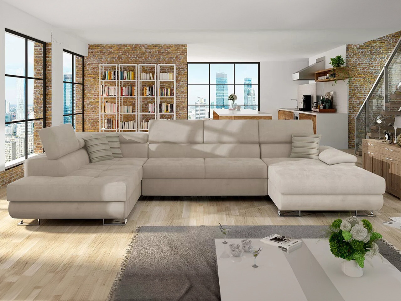 Corner sofa Comfivo Ruta IV (Uttario Velvet 2979 + Senegal 825)