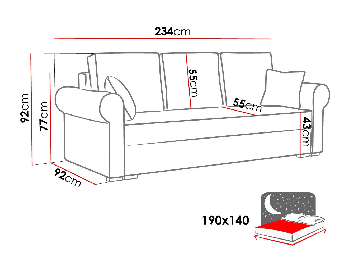 Sofa bed Columbus 130 (Poso 125)