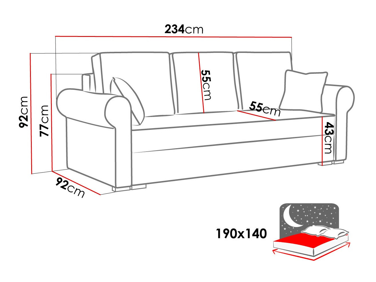 Sofa bed Columbus 130 (Poso 22)