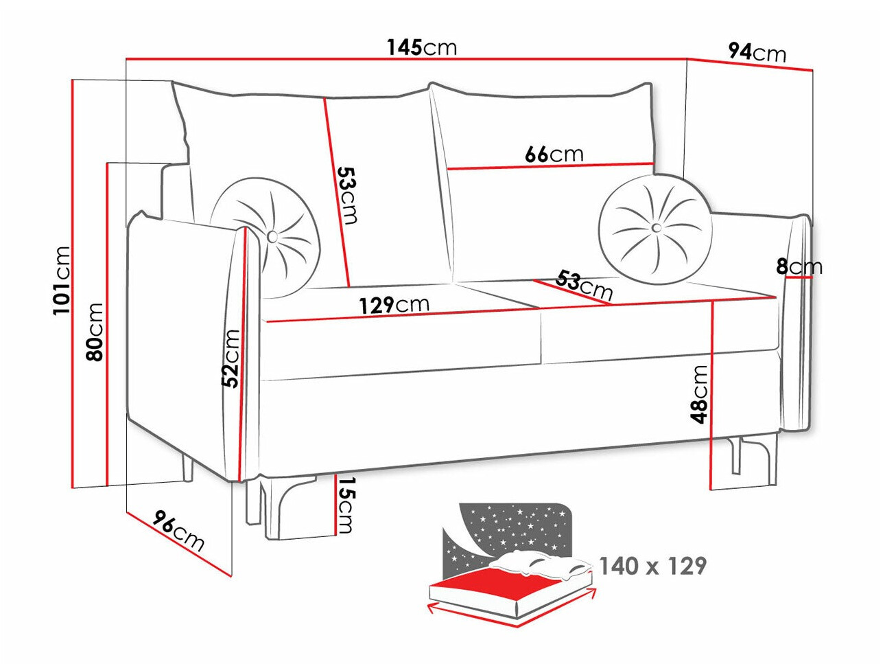 Sofa bed Clovis 110 (Manila 02)