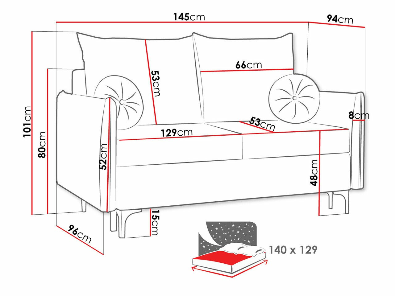 Sofa bed Clovis 110 (Manila 16)