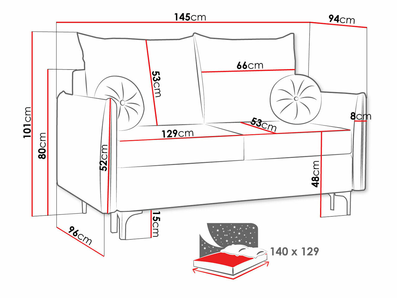 Sofa bed Clovis 110 (Manila 19)