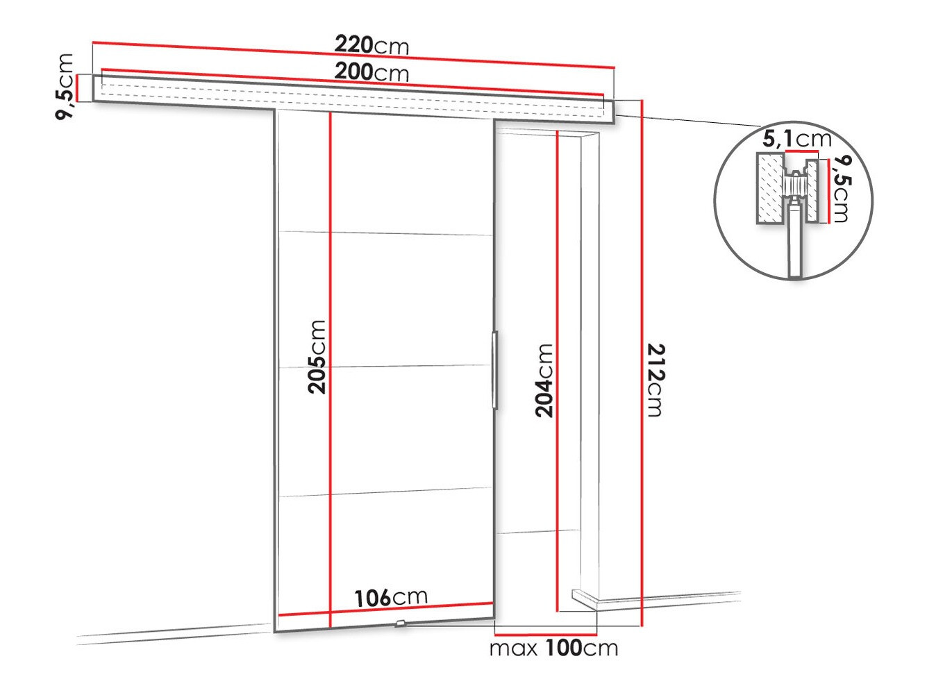 Sliding door Dover 146 (Anthracite)