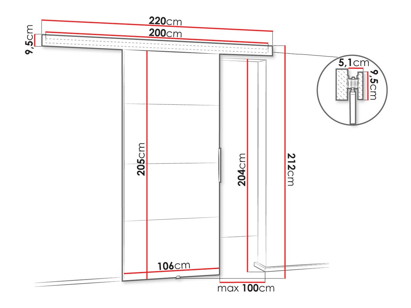 Sliding door Dover 146 (Dark ash)