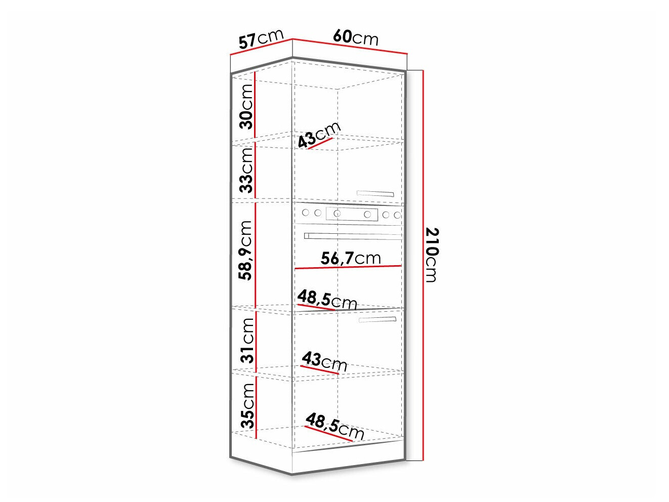 Modular cabinet for built-in appliances Multi White 100