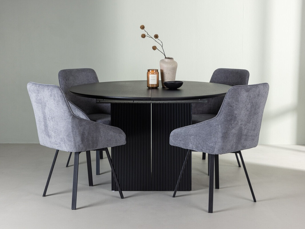 Dining set Dallas 4335 (Black + Dark grey)
