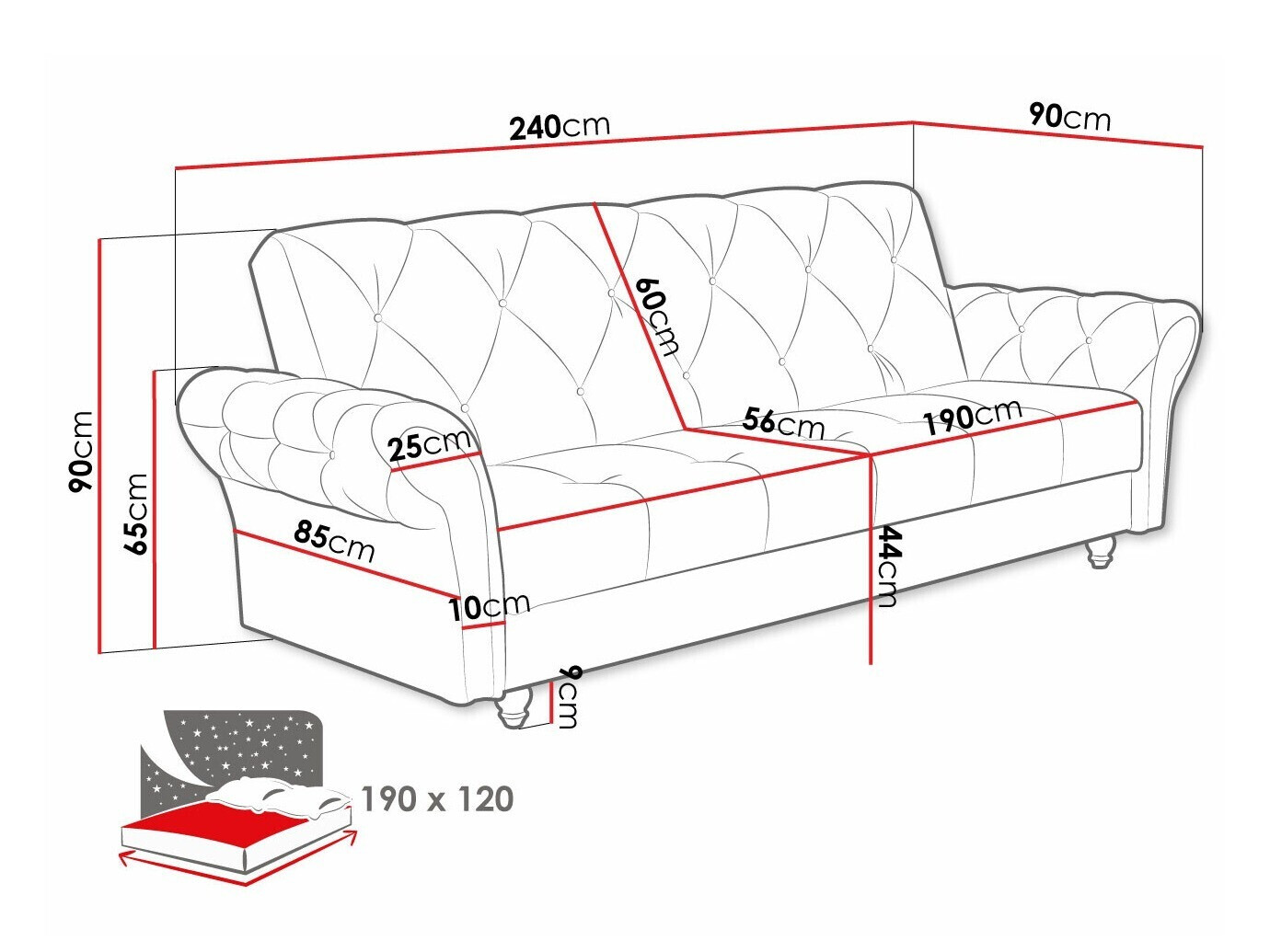Sofa bed Columbus 209 (Kronos 6)