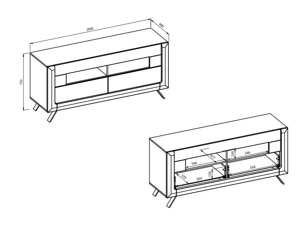 TV stand Sovera 105 (Nut + Glossy black)