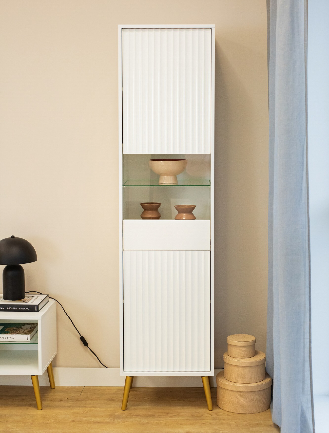 Bookcase Cirferi 107 (White + Golden)