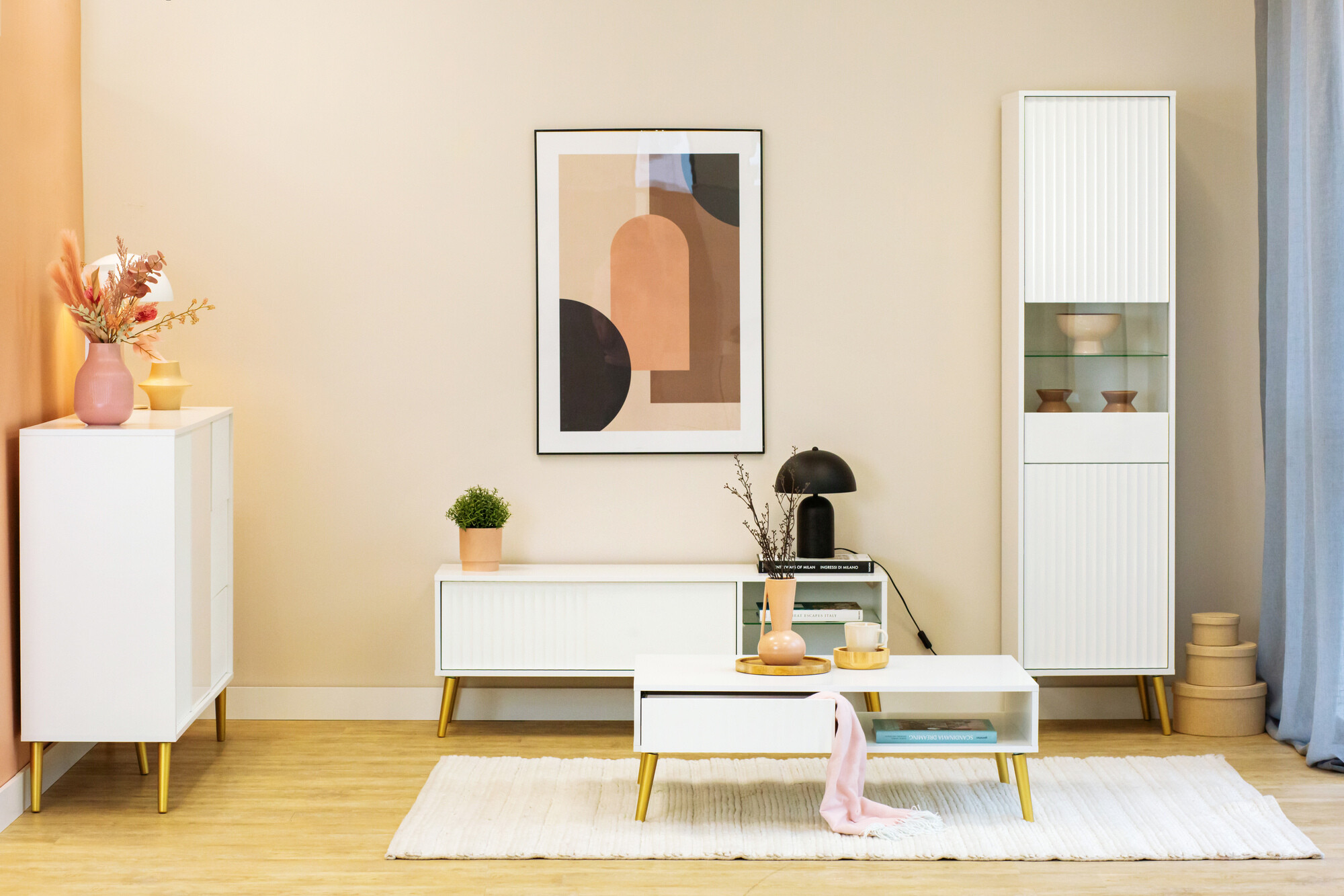 Bookcase Cirferi 107 (White + Golden)