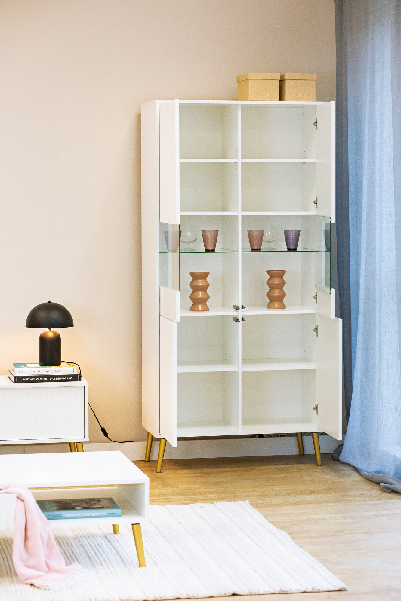Bookcase Cirferi 108 (White + Golden)