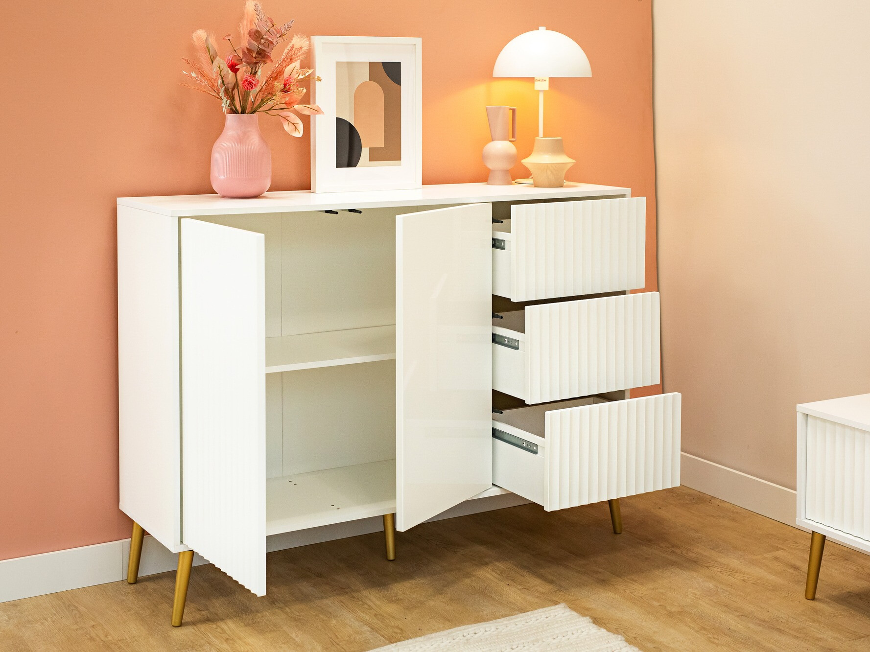 Chest of drawers Cirferi 101 (White + Golden)