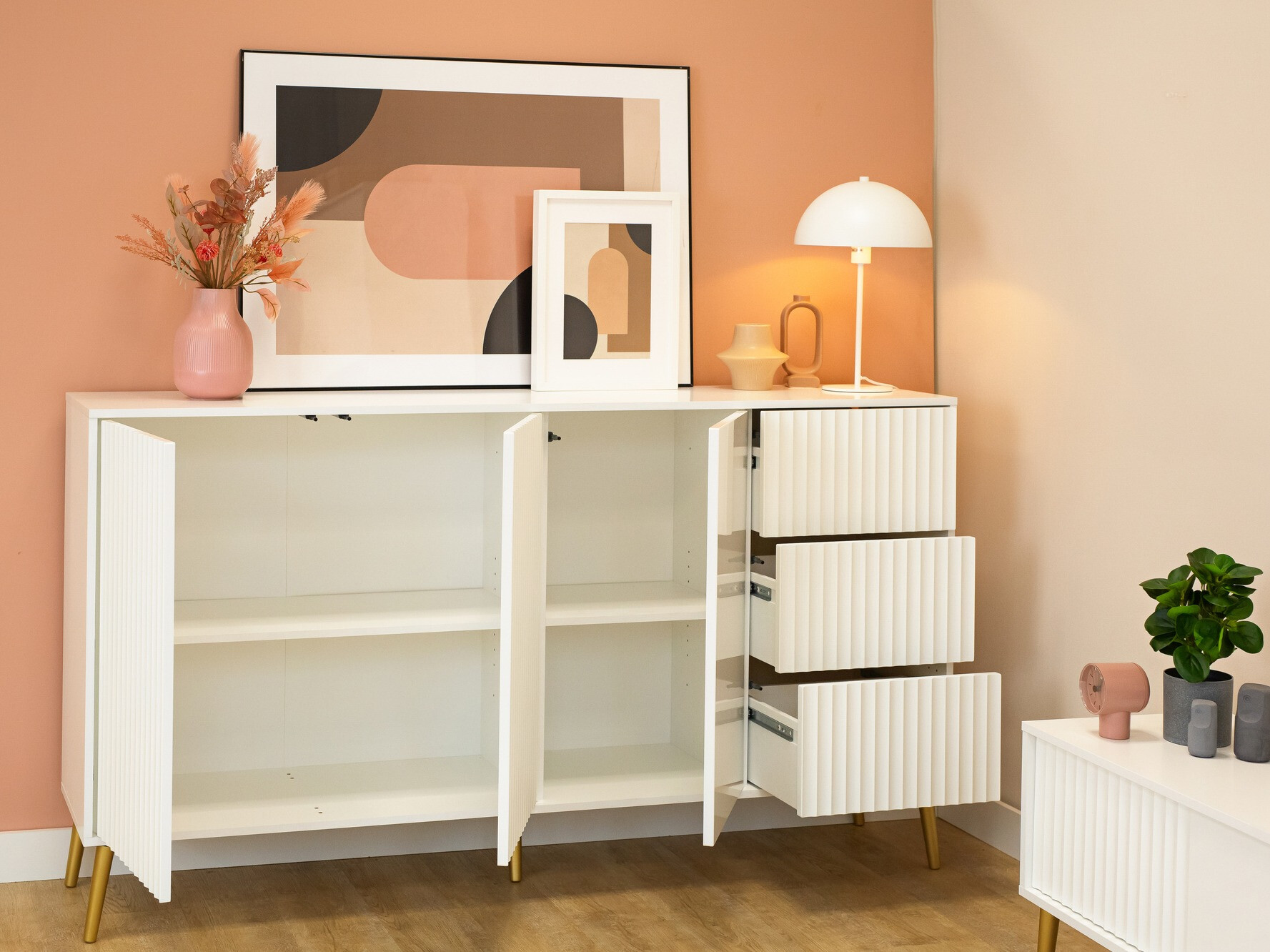 Chest of drawers Cirferi 102 (White + Golden)
