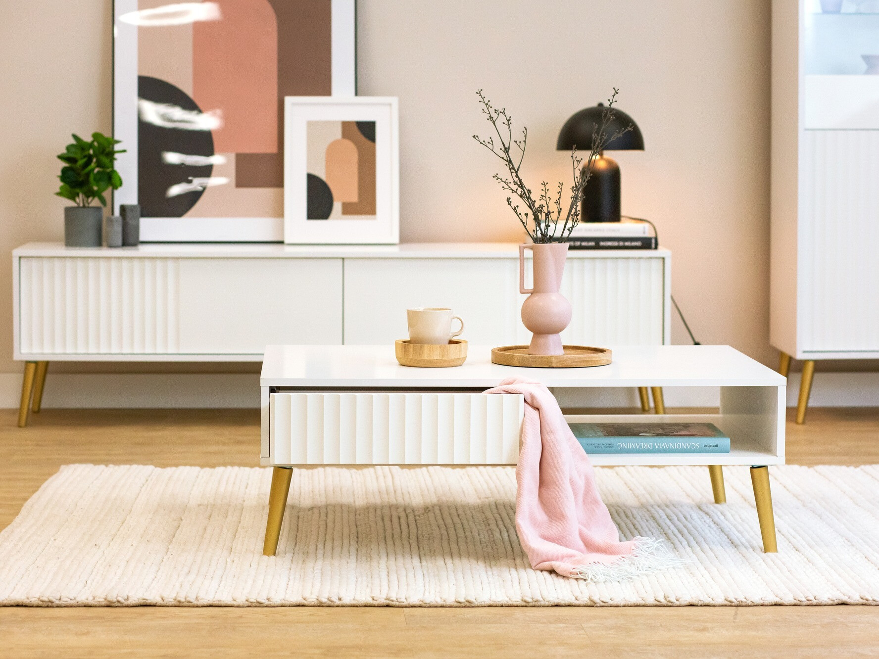 Coffee table Cirferi 103 (White + Golden)