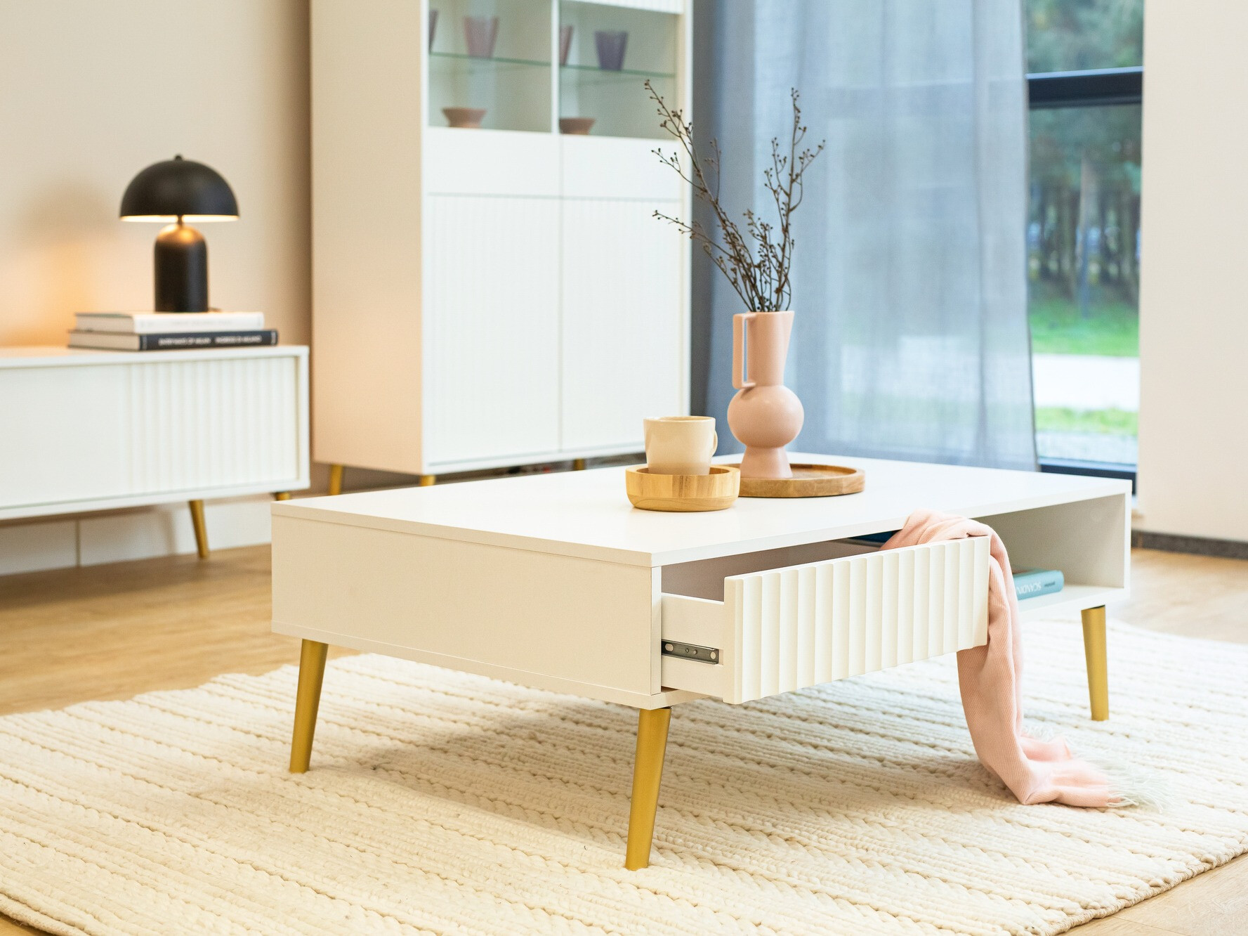 Coffee table Cirferi 103 (White + Golden)