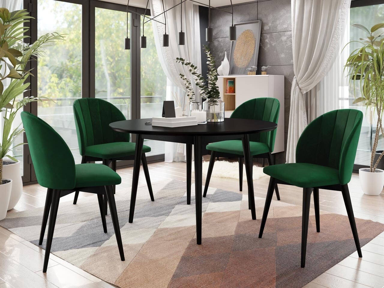 Dining set Racine 127 (Black + Magic Velvet 2225)