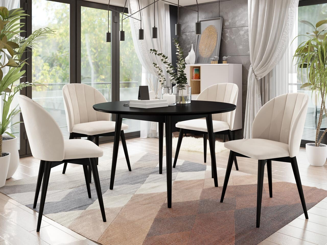 Dining set Racine 127 (Black + Magic Velvet 2250)
