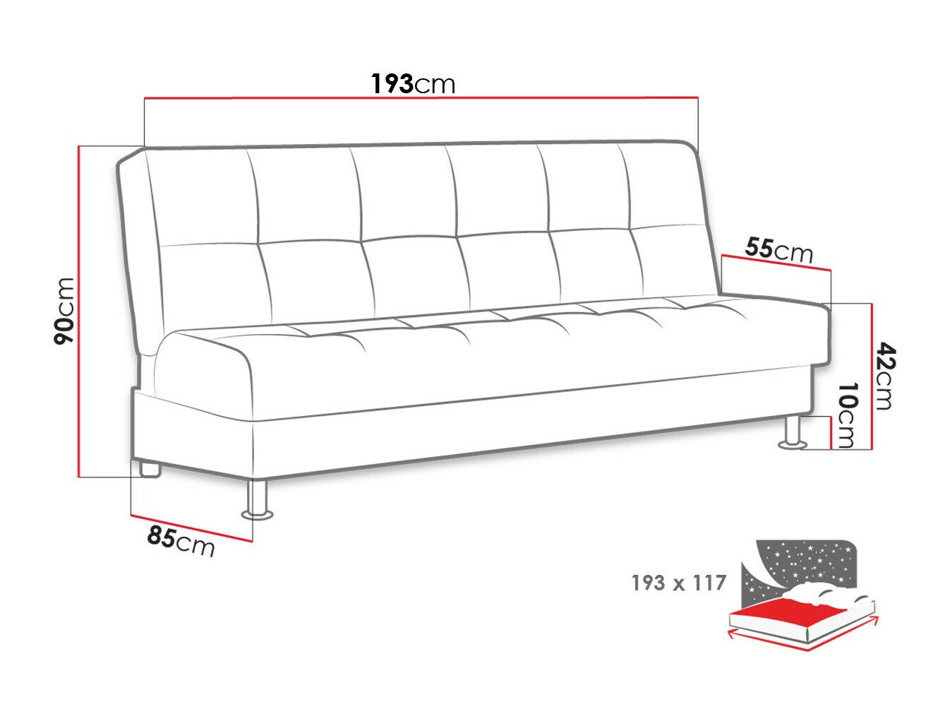 Sofa bed Columbus 210