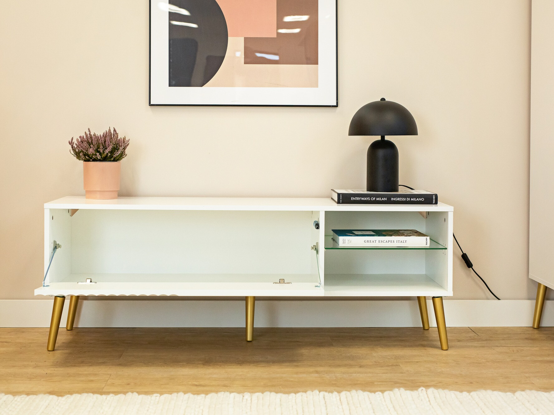TV stand Cirferi 104 (White + Golden)