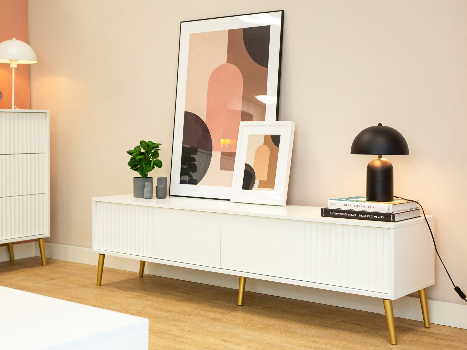 TV stand Cirferi 105 (White + Golden)