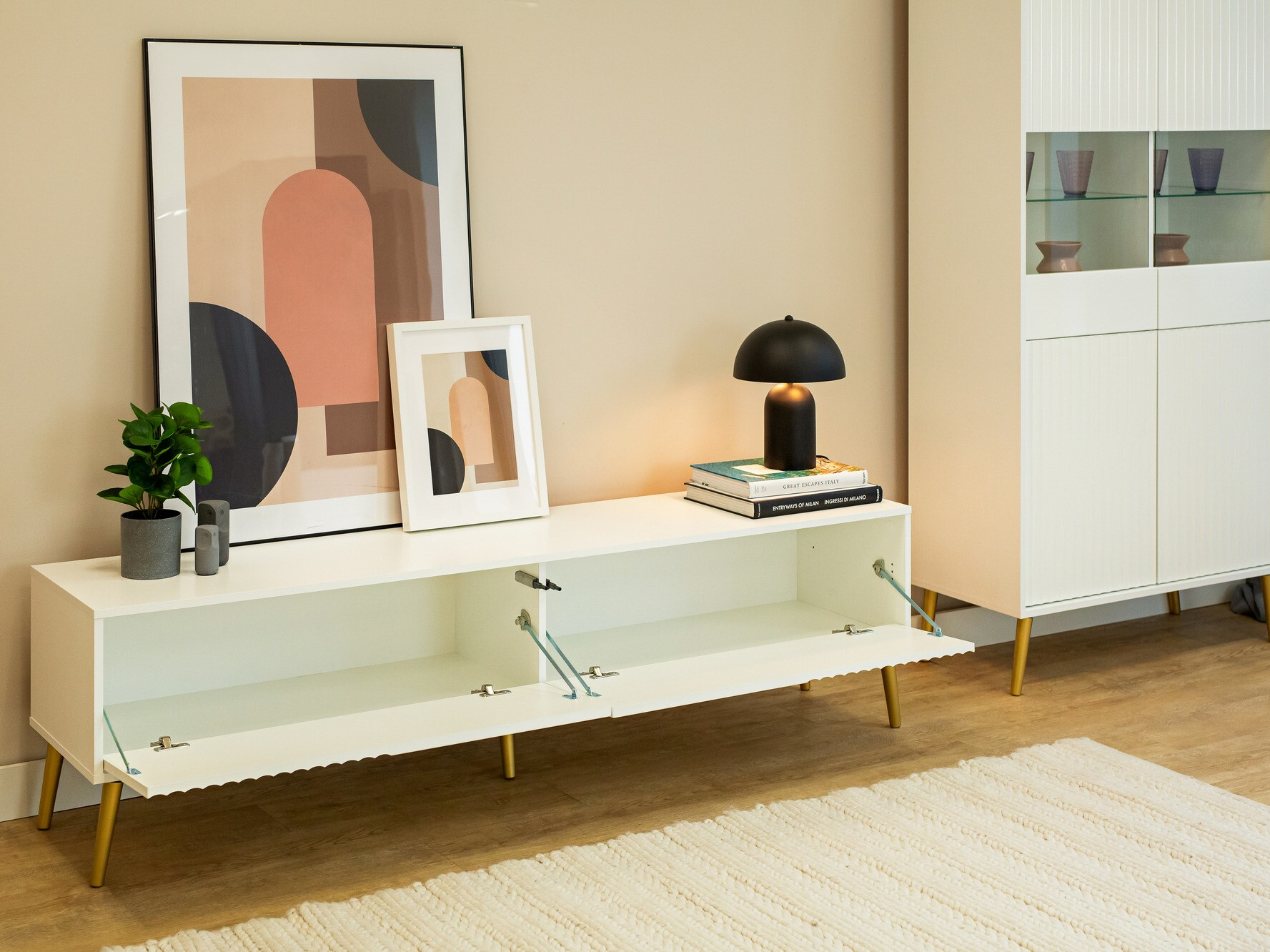TV stand Cirferi 105 (White + Golden)