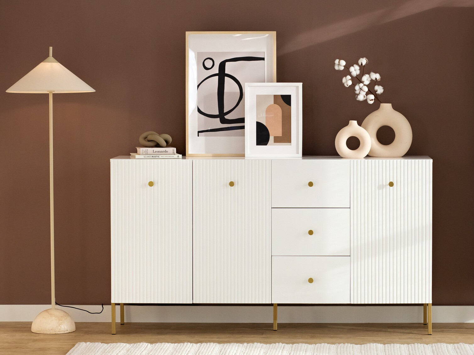 Chest of drawers Etliva 102 (White + Golden)