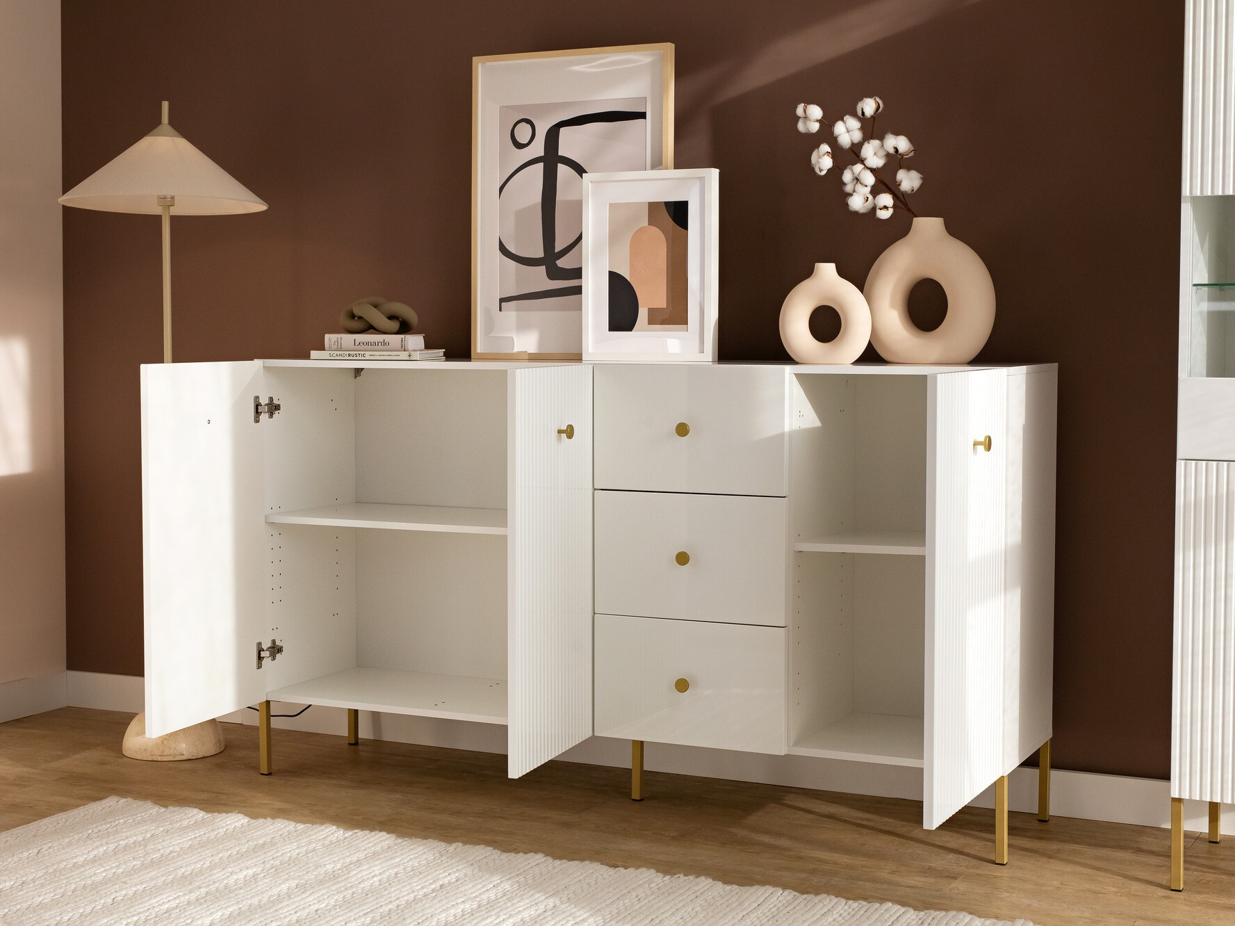 Chest of drawers Etliva 102 (White + Golden)