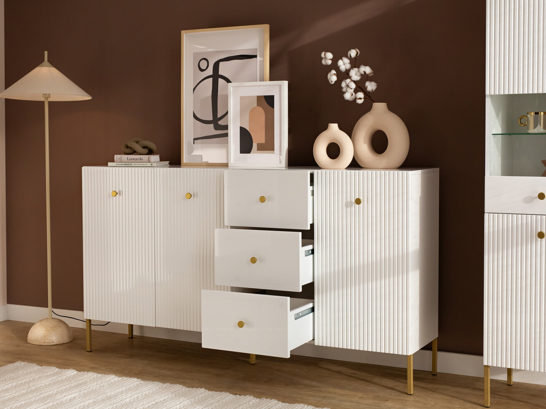 Chest of drawers Etliva 102 (White + Golden)