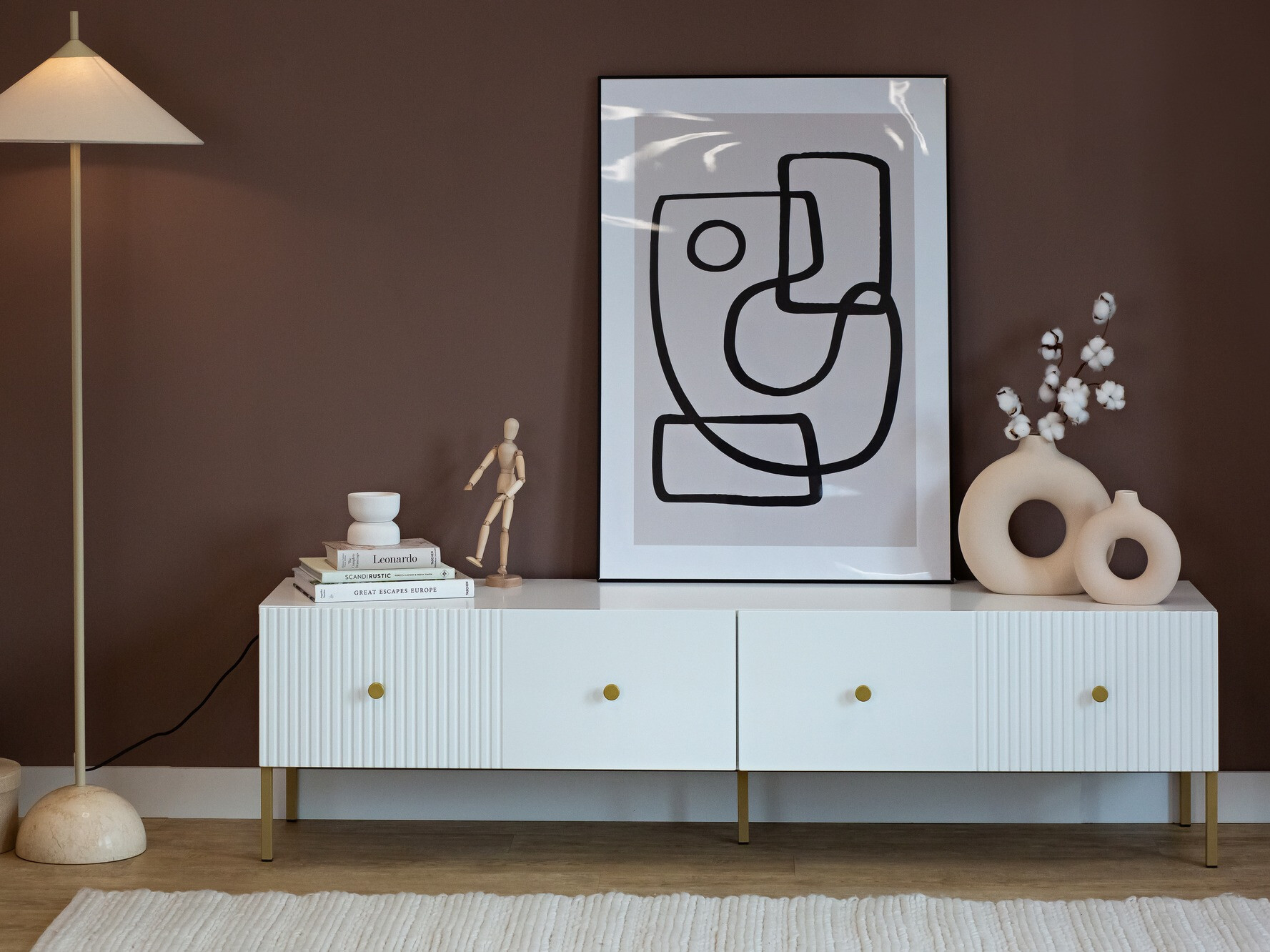 TV stand Etliva 105 (White + Golden)