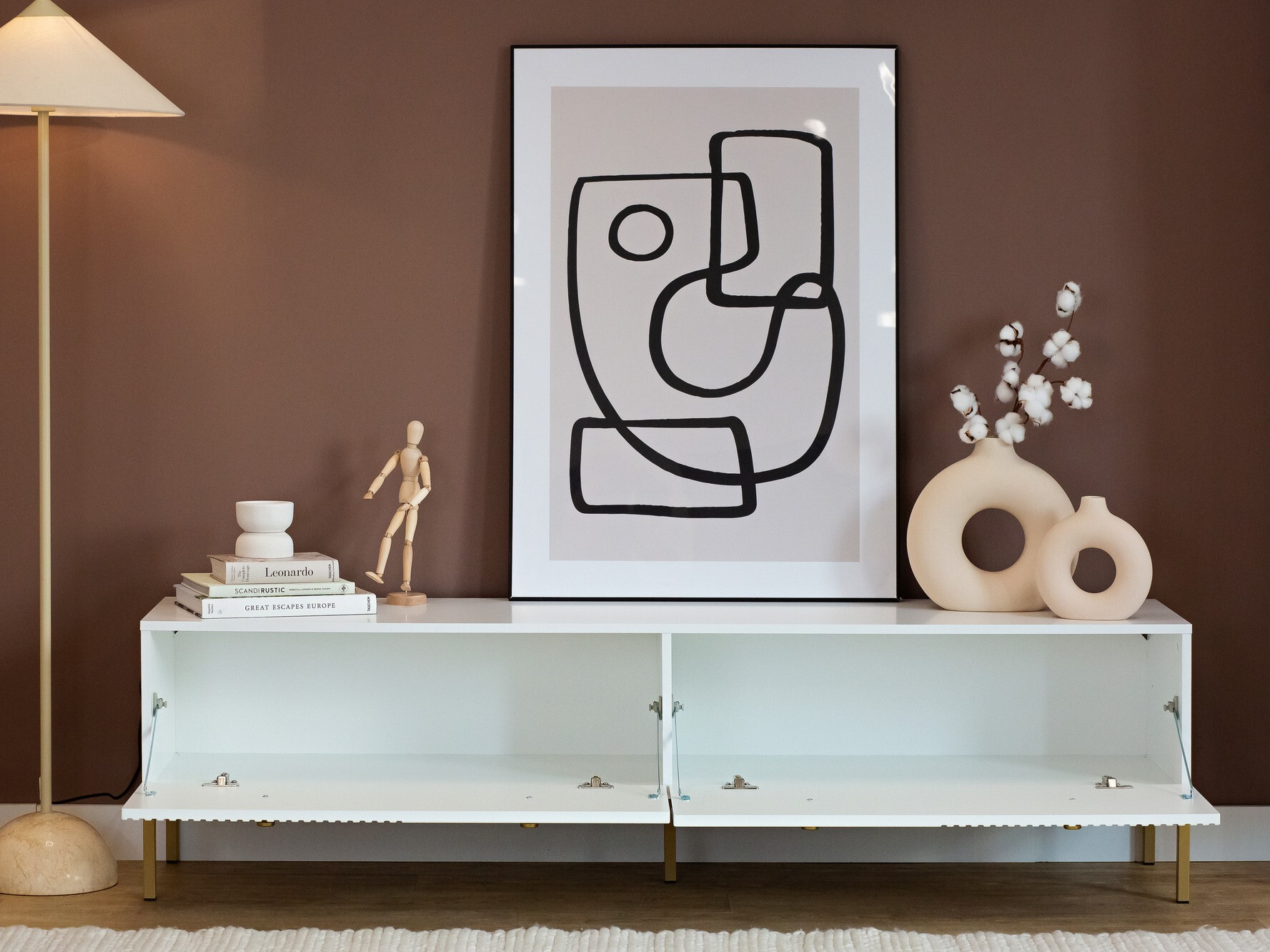 TV stand Etliva 105 (White + Golden)