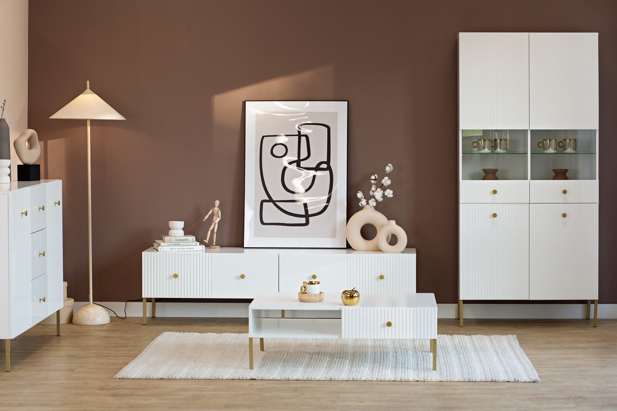 TV stand Etliva 105 (White + Golden)