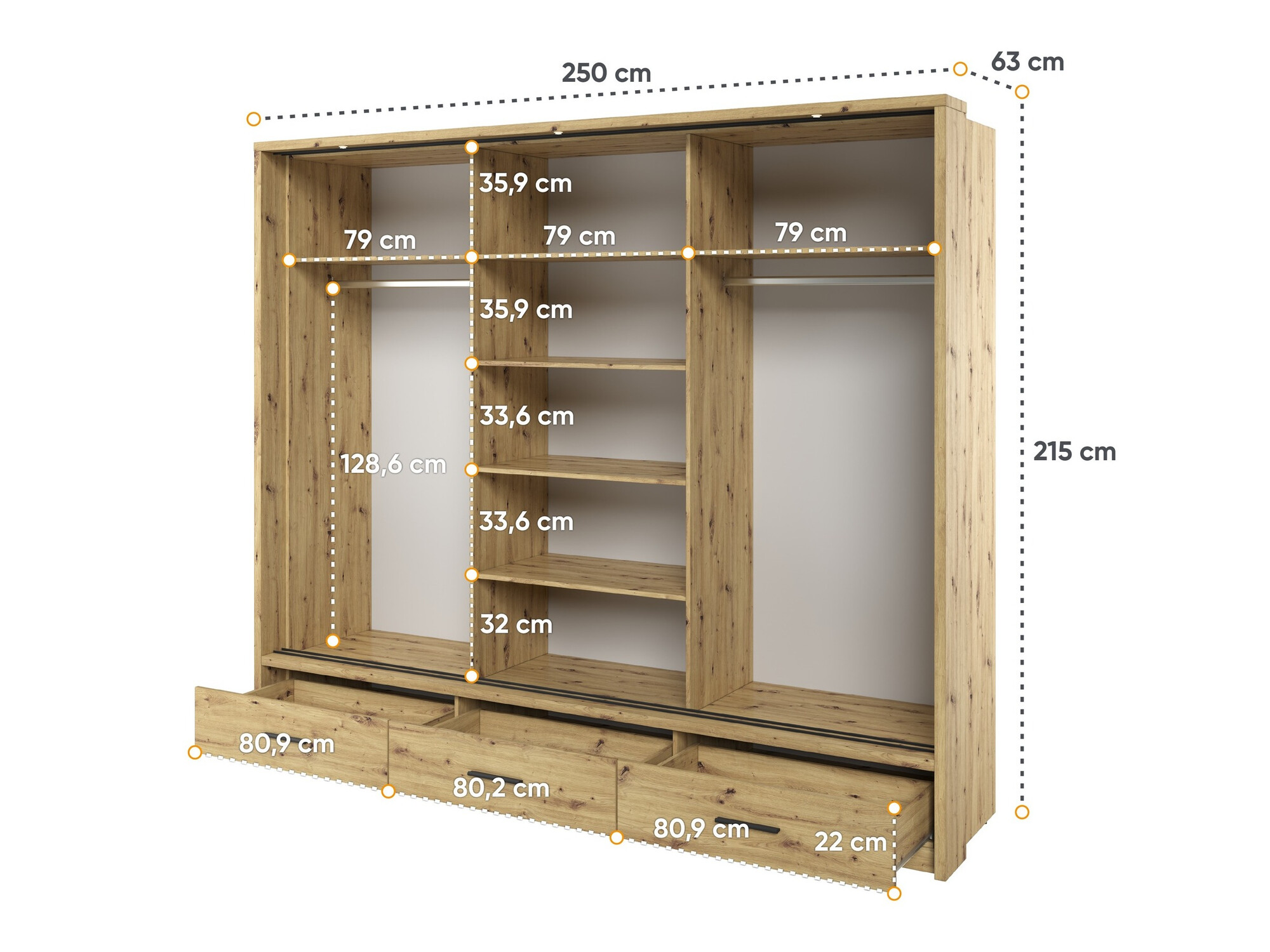 Wardrobe Fresno 100 (Artisan oak)