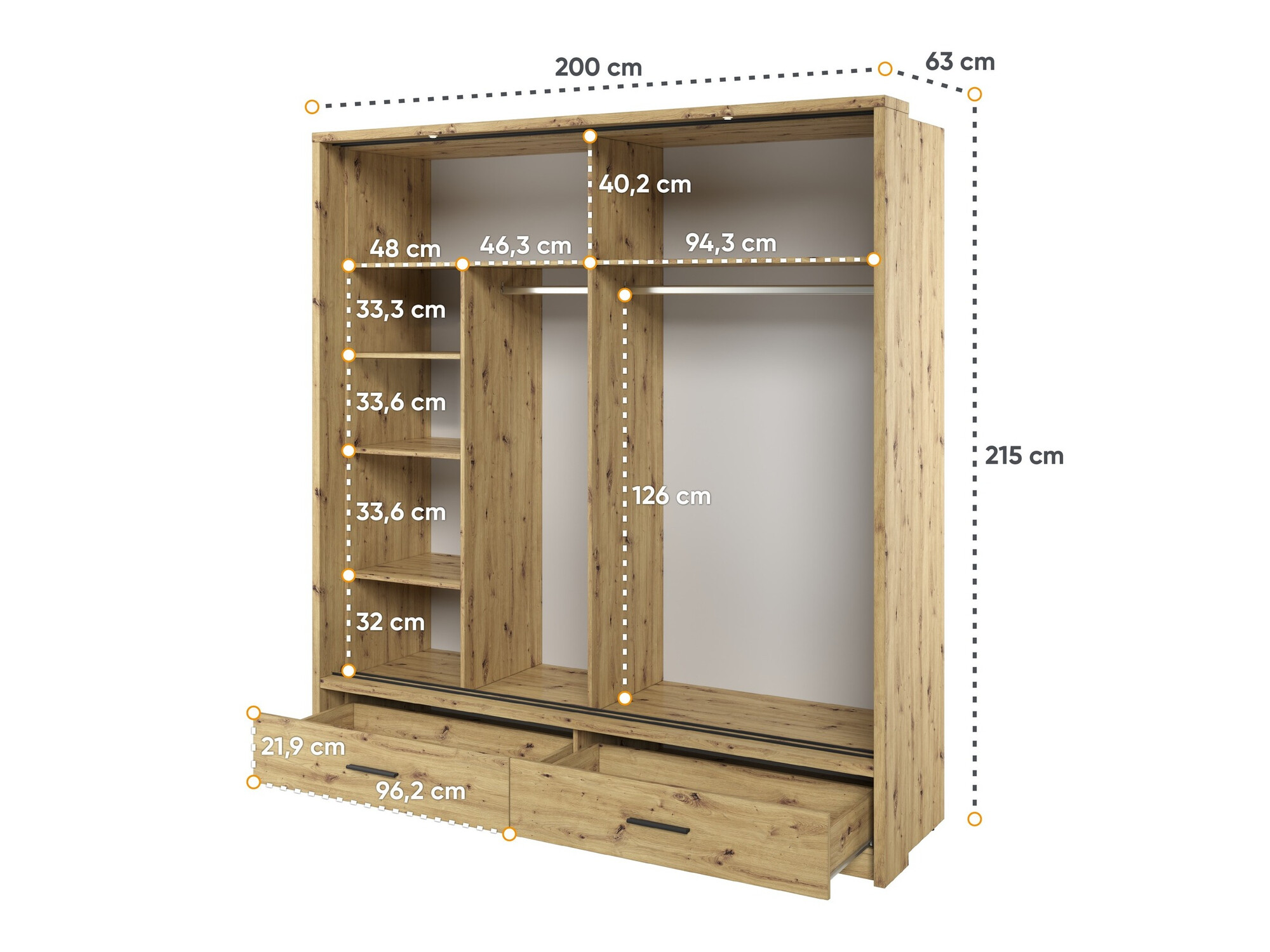 Wardrobe Fresno 104 (Artisan oak)