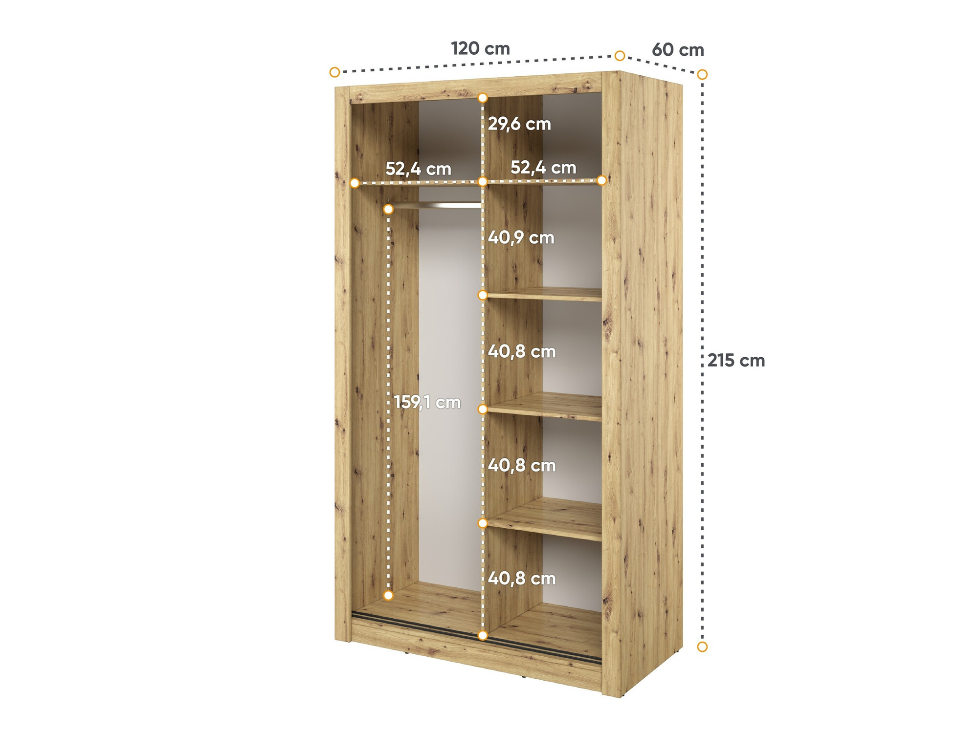 Wardrobe Fresno 121 (Artisan oak)