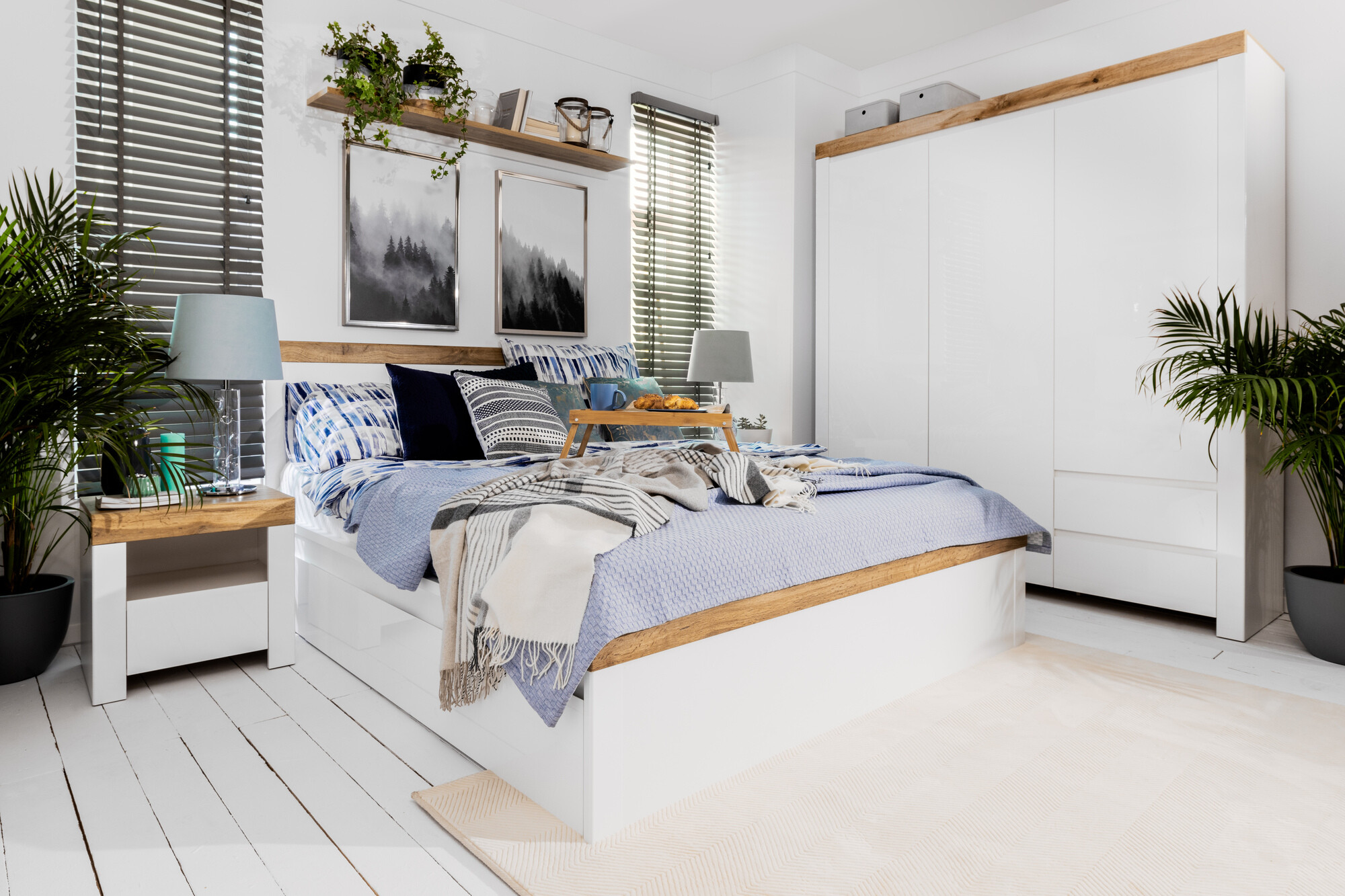 Bed Sonsoru 138 (White + Oak)